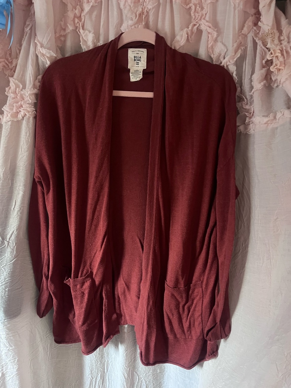 Billabong Women's Open-Front rust colored Cardigan